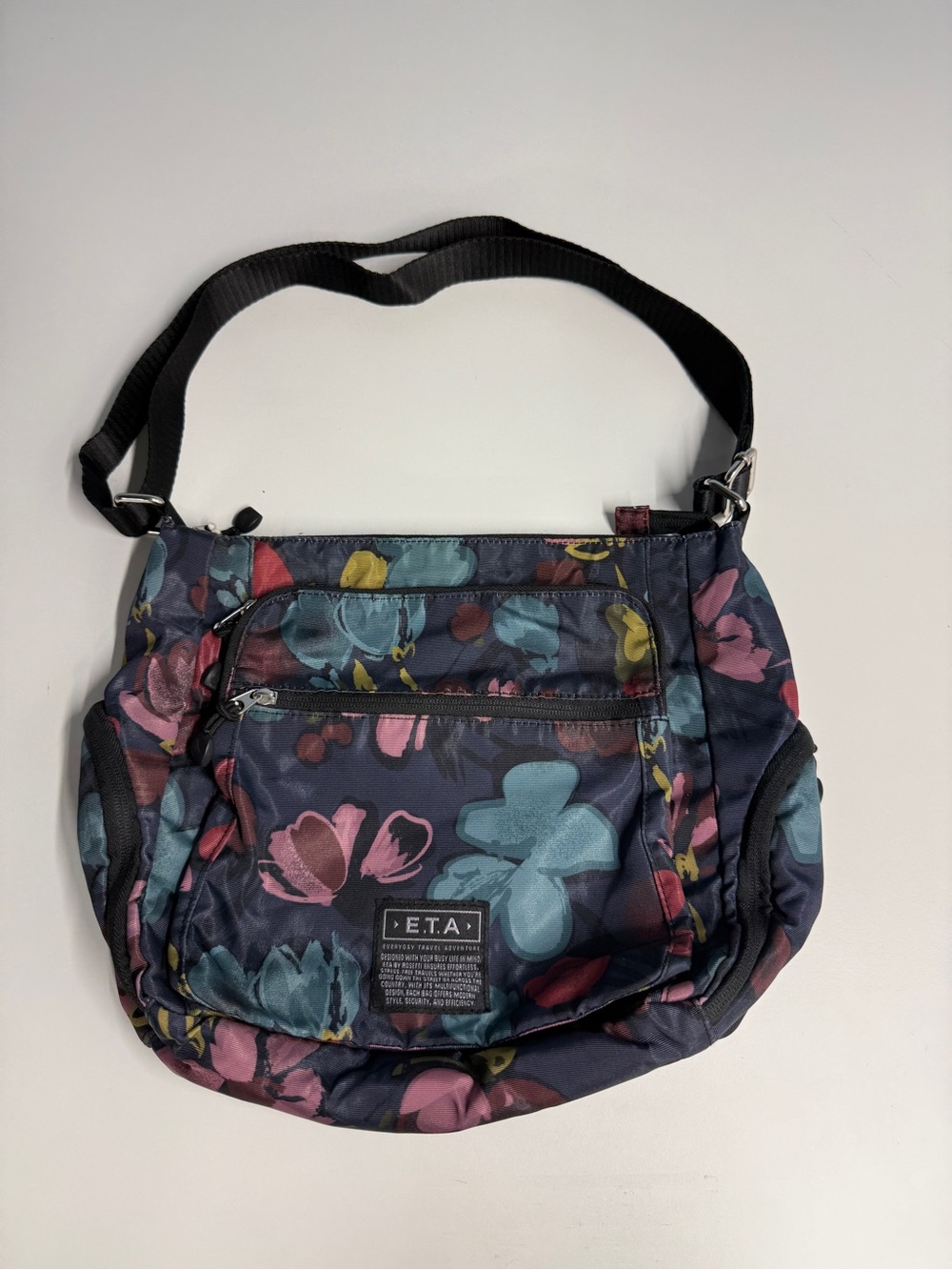 Floral Nylon Crossbody Bag in Navy Multi by